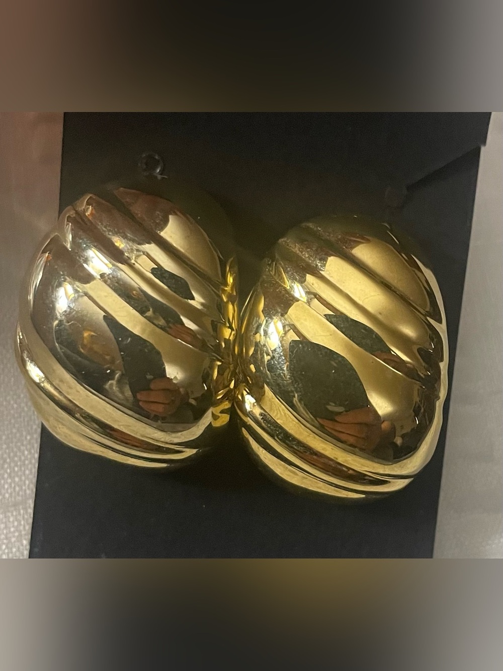 Gold Ribbed Dome Stud Earrings